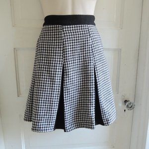 Mystree Black & White Houndstooth Wool Blend Pleated Academia Skirt M